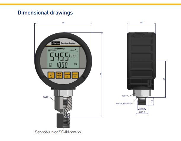Parker SCJN-100-01 Service Junior Digital Pressure Gauge 44092643