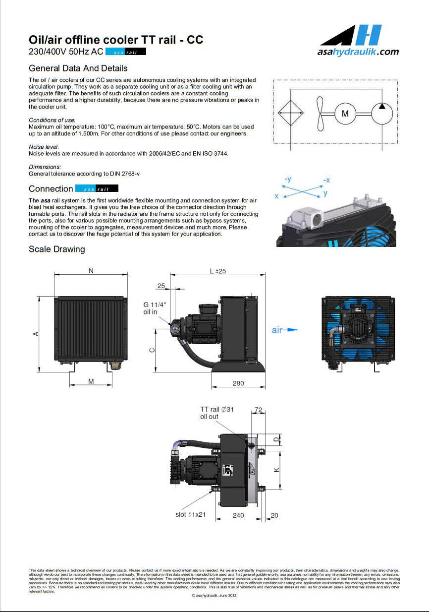ASA TT25RA47CC CC COOLER 230/400V 50Hz AC 30LPM - Unwin Hydraulic Engineering