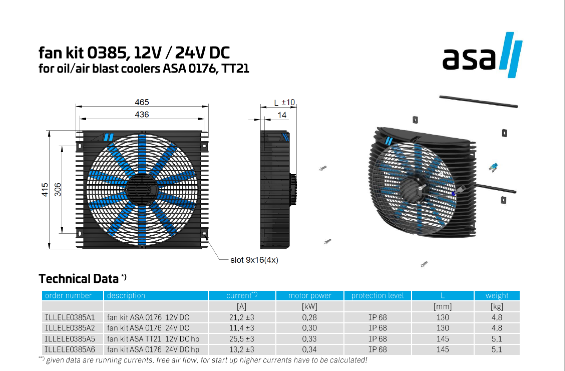 ASA ILLELE0385A2 24VOLT FAN ASSEMBLY